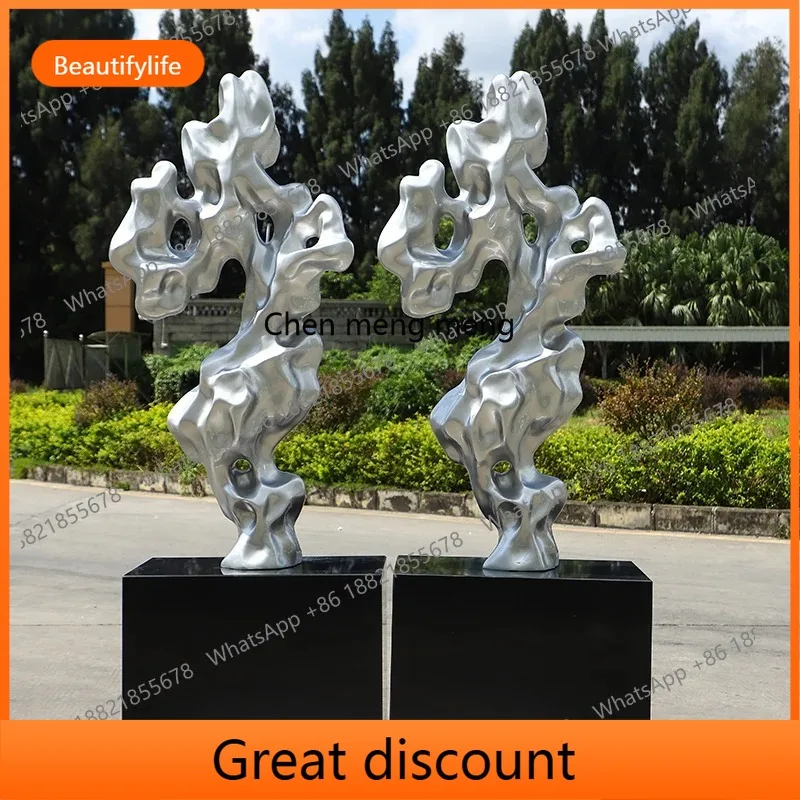 M02 Office Large Floor-to-ceiling Ornament Hotel Taihu Stone Sculpture Fiberglass Art Installation