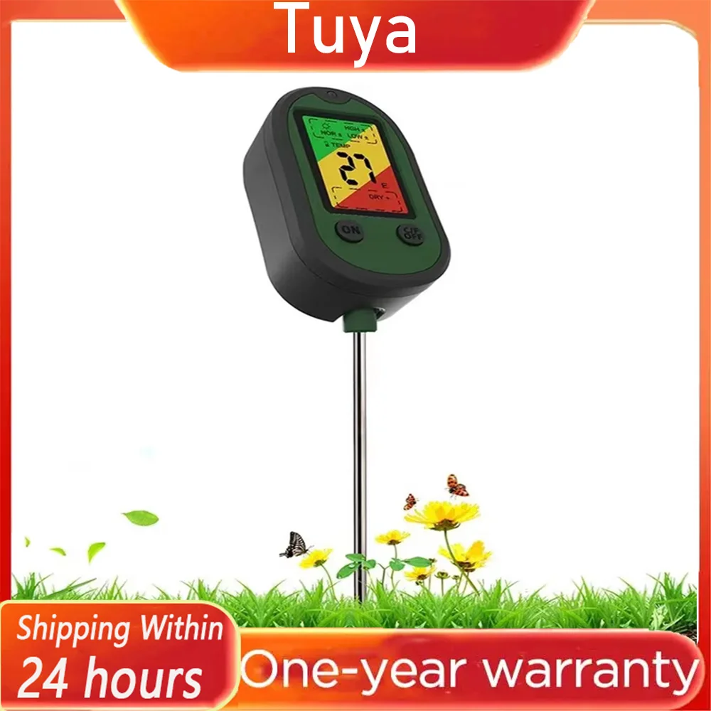 

Hygrometer 5 in 1 soil moisture meter with sound light alarm digital plant temperature soil moisture PH meter tester
