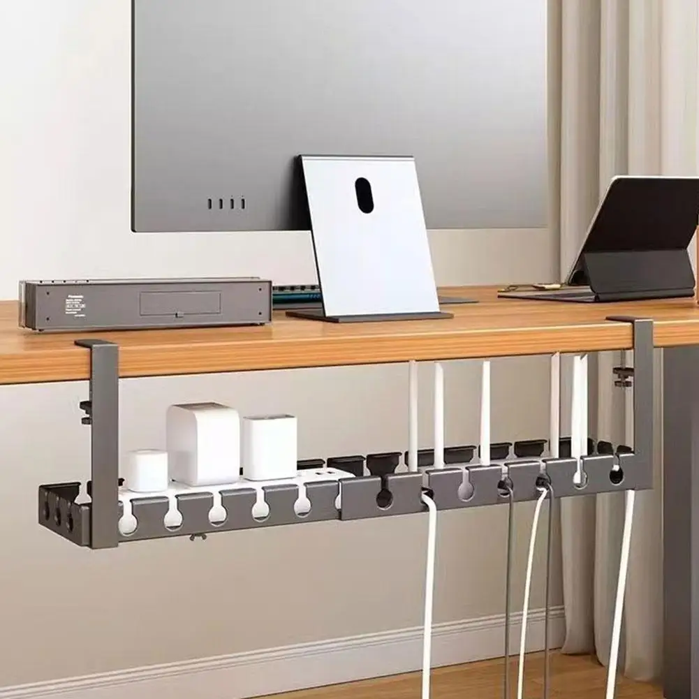 Extendable Under Desk Cable Management No Drilling Metal Cable Tray Space Saving Multipurpose Household Hanging Organizer Shelf
