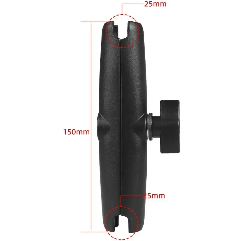 Aluminum Alloy Double Socket Arm for 25mm/1 Inch Ball Head Holder Mount Clamp for Bicycle Motorcycle Camera Extension Arm