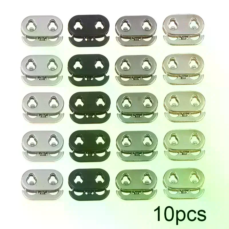 10Pcs 2 Hole Shock Cord Rope Stopper Alloy Spring Buckles Metal Cord Lock For Clothes Replacement Hoodie Shoes Bag Crafts