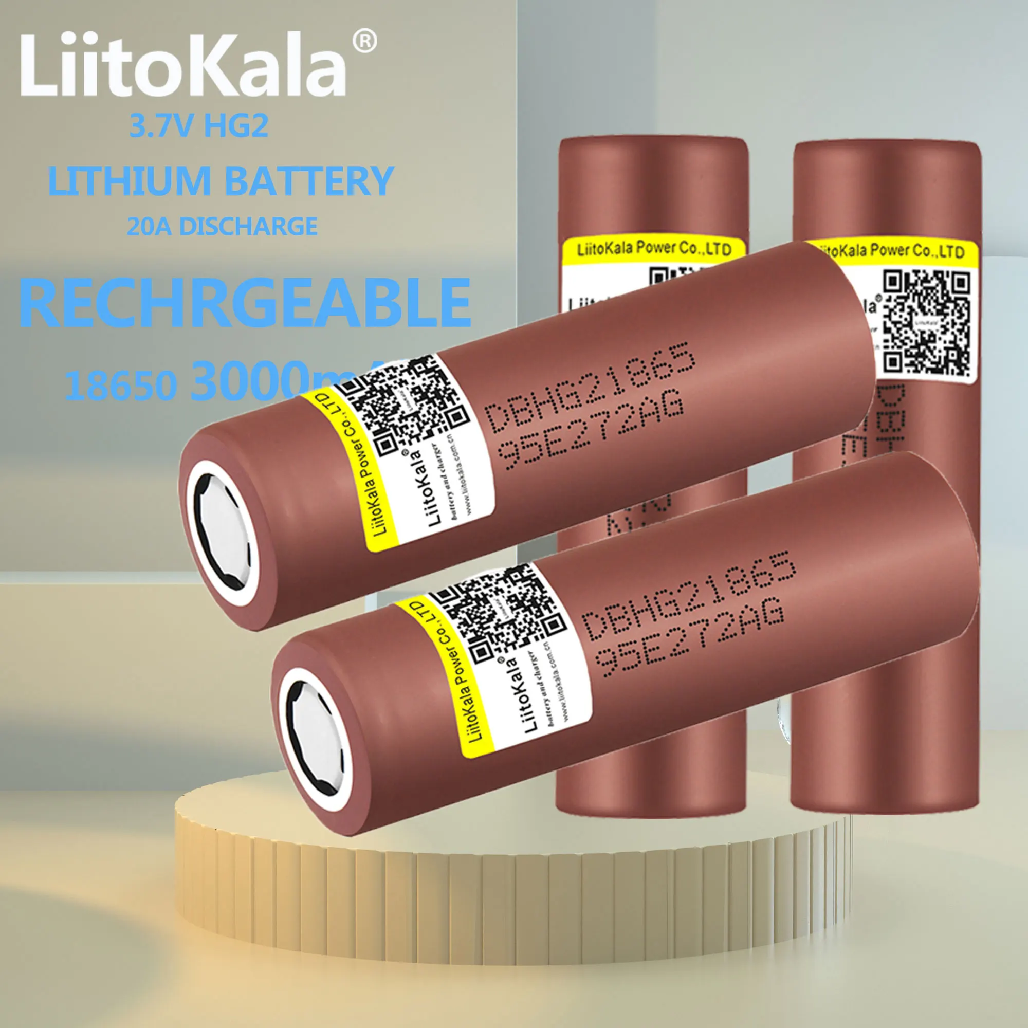 4PCS LiitoKala Original 3.7v 18650 HG2 3000mAh Lithium Rechargeable Batteries Continuous Discharge 30A For Drone Power Tools