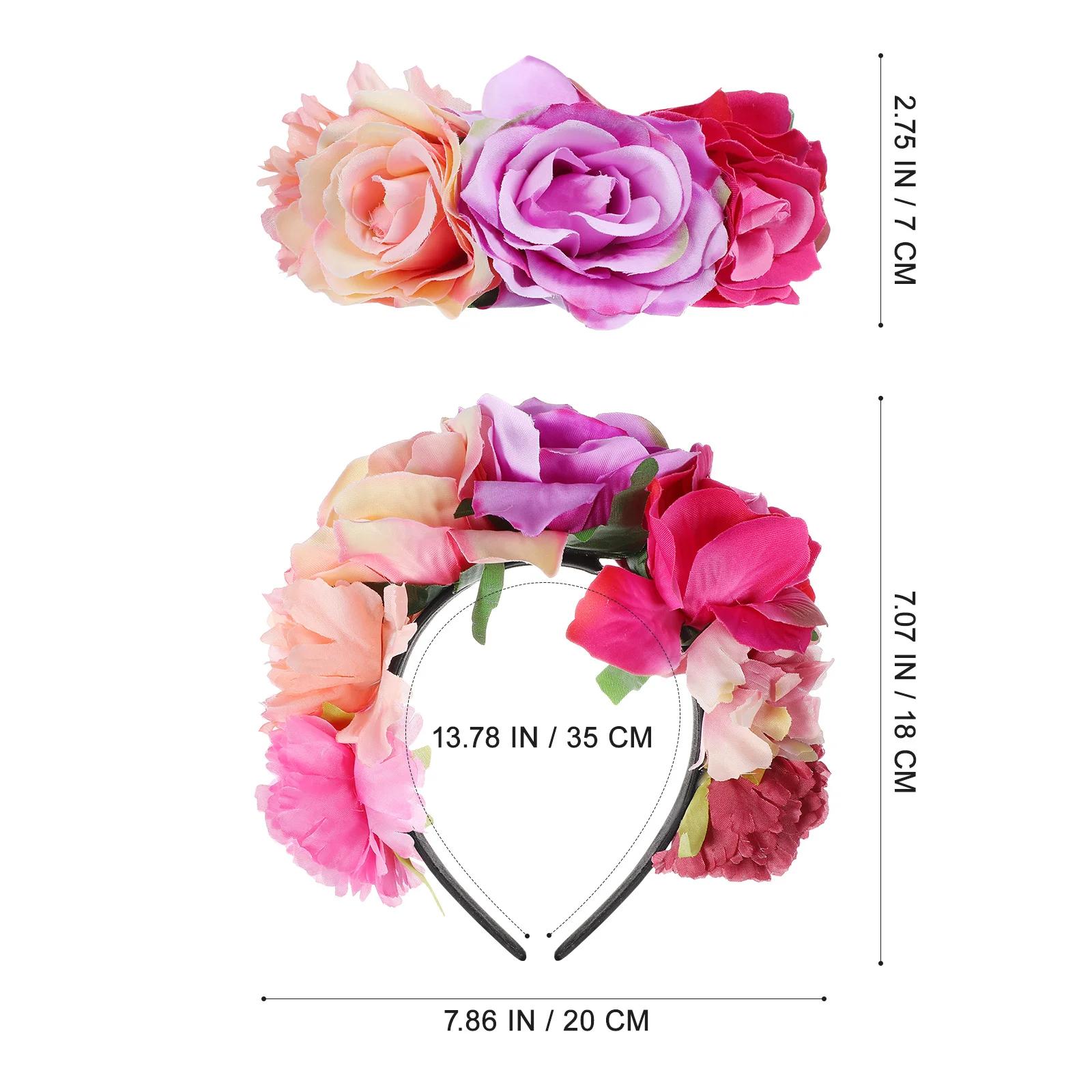 رباط شعر على شكل زهرة الورد للهالوين، عصابة رأس نسائية، ورود مقلدة واقعية لدعائم الصورة الذاتية، رباط شعر على شكل زهرة الورد