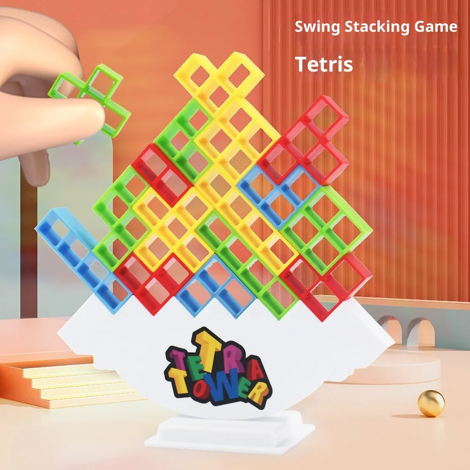 Building Block Brick Toy Balance Stacked Tetra Tower Game Swing High Russian Building Blocks Stack Kid Desktop Toy
