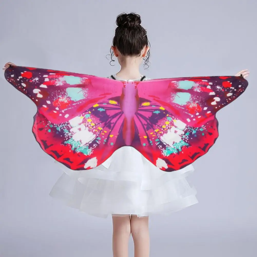 Kids Butterfly Wings Cloak Bright Color Chiffon Halloween Fairy Costume Girl Fairy Wings For Home Party Performance Decorations