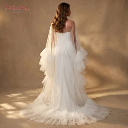 TOPQUEEN VG114 Lace Edge Long White Cape Veil White Wedding Shawl Womens Jackets For Dress Lace Bridal Bolero Plus Size DIY