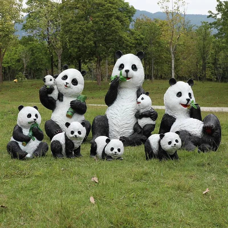 Imagem -02 - Simulação ao ar Livre Panda Escultura Ornamentos Pátio Decoração Jardim Fibra de Vidro dos Desenhos Animados Paisagismo