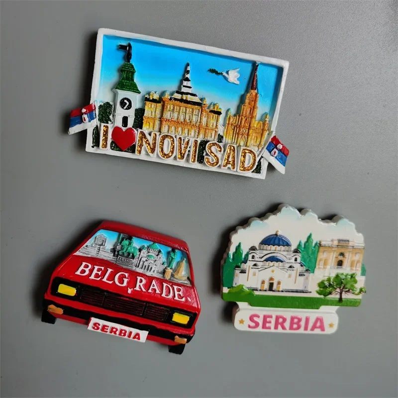 Serbia fridge magnets Belgrade tourism memorial crafts painted magnet refrigerator magnets