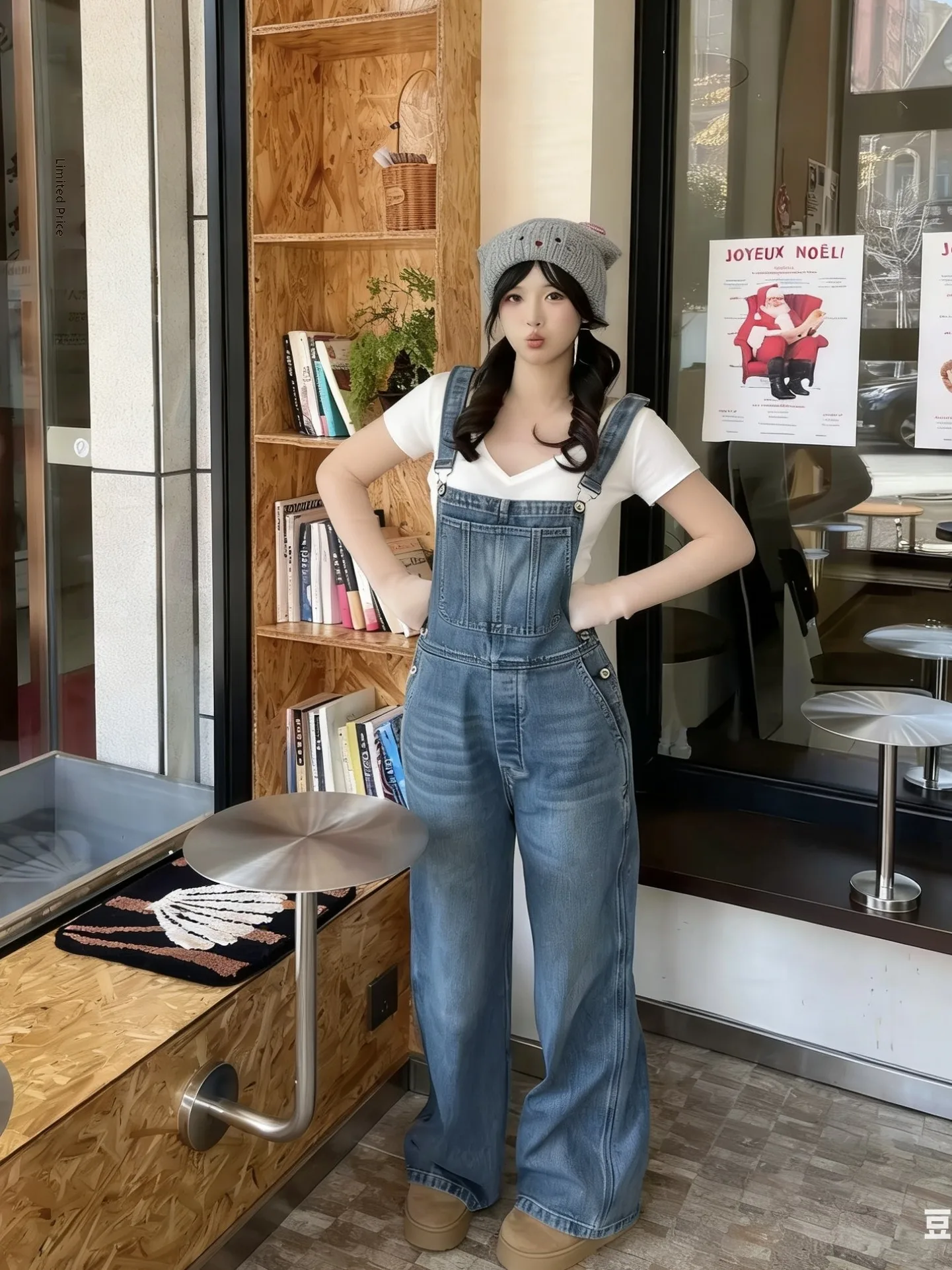 

Blue Denim Overalls Women's Spring Summer Loose Straight Leg Jeans Retro Style Comfortable Slimming Long Trousers
