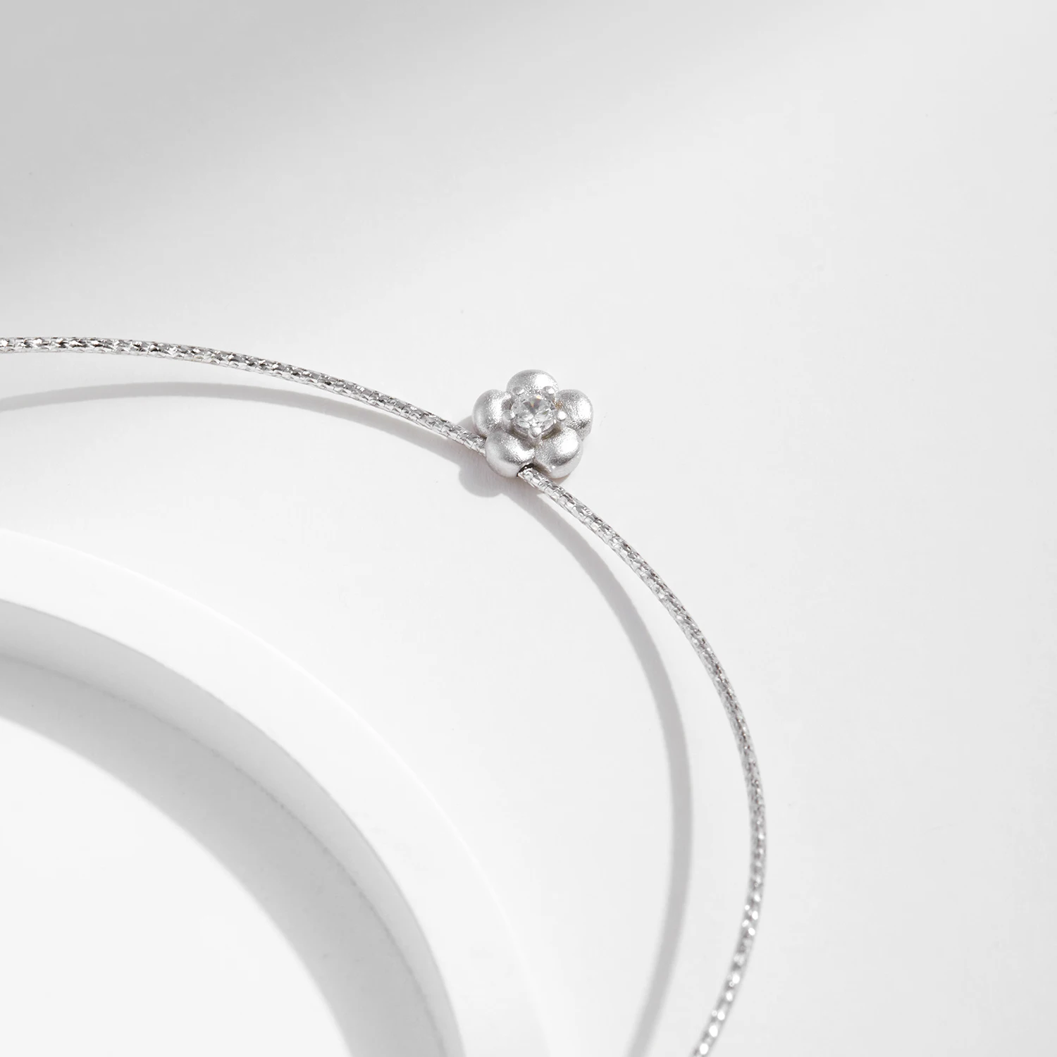 MODIAN Solid 925 Sterling Silver Fashion Frosted Flower CZ Snake Chain Pendant Necklace For Women Party Fine Jewelry