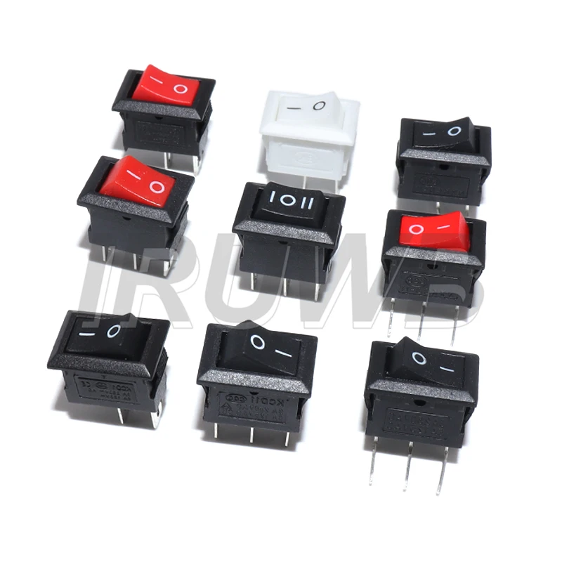 5PCS 10x15mm KCD11 Rocker Switch 10*15mm Mini Push Button Switch ON-OFF / ON-OFF-ON 2 Pins / 3 Pins 3A 250VAC / 6A 125VAC