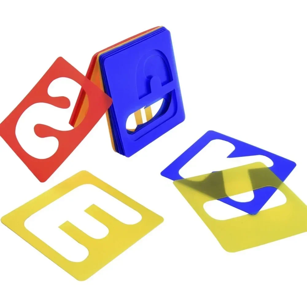 

Набор шаблонов для писем из 26 предметов, пластиковый шаблон для писем (4 x 4 дюйма) для обучения рисованию, украшения поделок