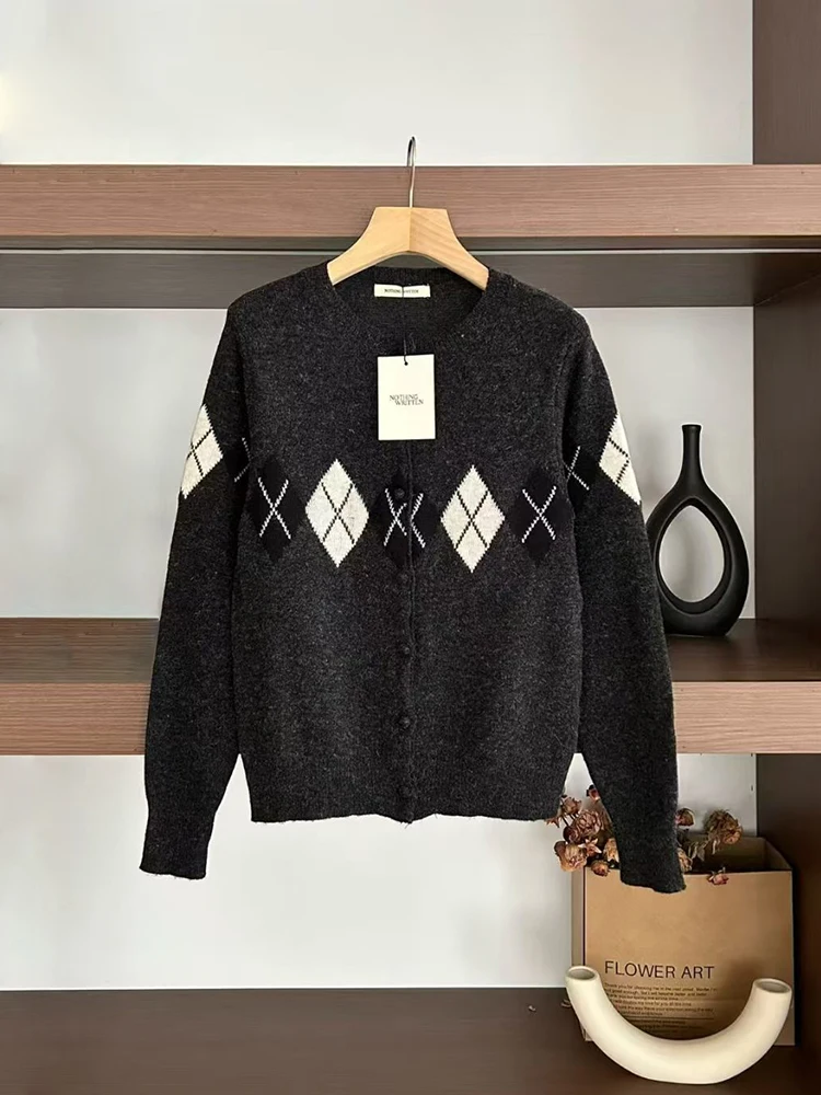 

Women's Knitted round Ne Sweater Casual Loose Fit Long Sve Pattern Early Autumn New Sle Simple Versatile Korean Version