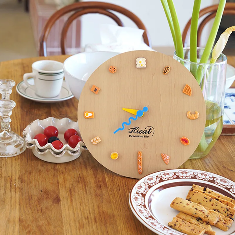 

10 Inch 25cm Round Wall Clock Desktop Clock Kitchen Bun Ins Living Room Home Clock Wall Decoration Personalized Creative Gift Cl