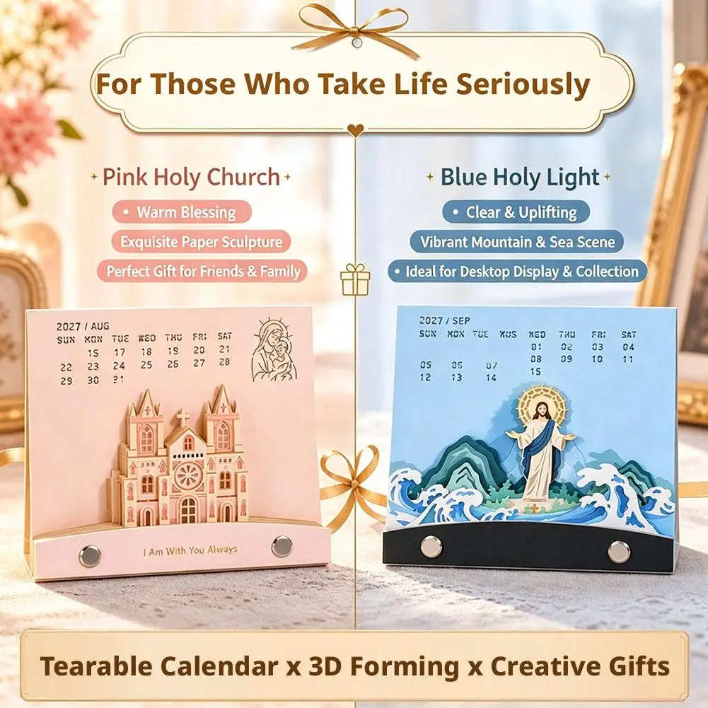 2027 English Desk Calendar With Detachable 3D Architectural Calendar And Gift Box Packaging For Christmas Gifts Desk Calendar