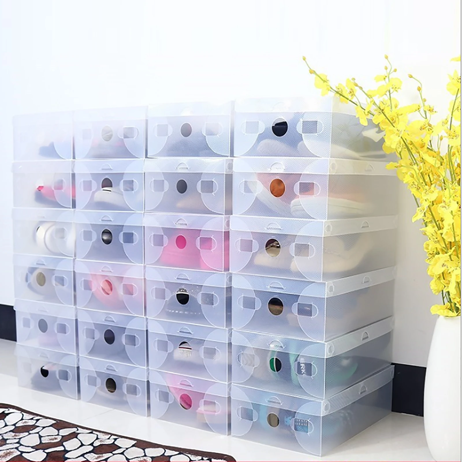 20pcs Transparent Shoes Storage Boxes Foldable Cabinet Organizer Rack for Women Men