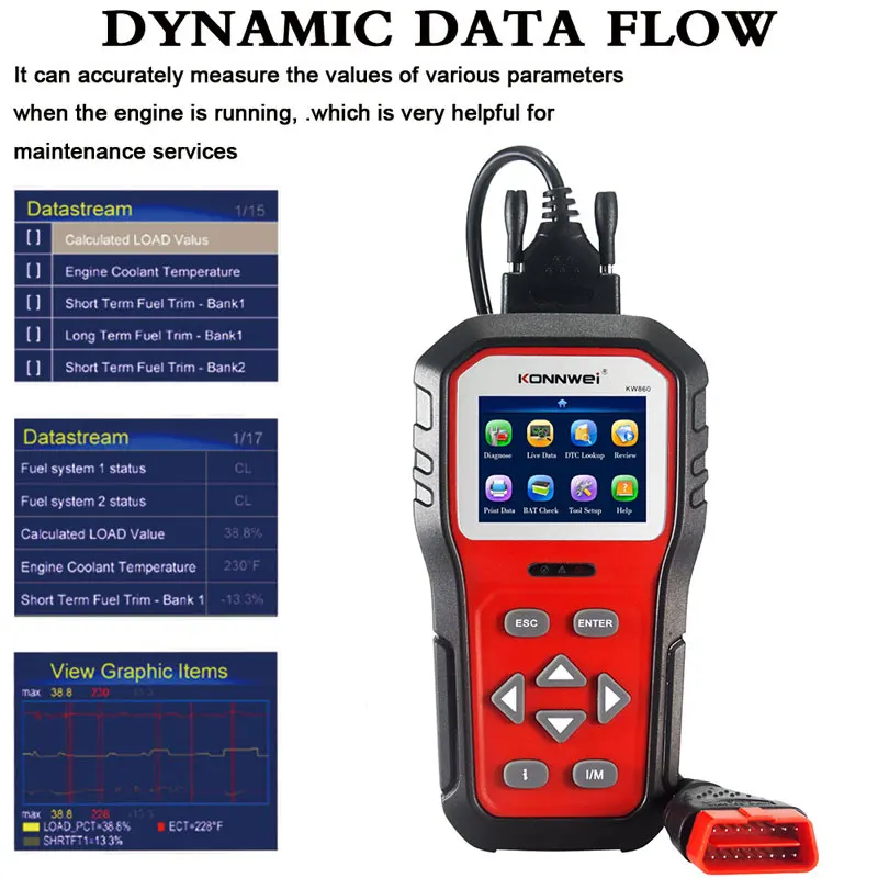 Новый автомобильный диагностический инструмент KONNWEI KW860 OBD2, профессиональный тестер батареи, автомобильный I/M, чтение масляной лампы, устройство считывания кодов ошибок, автоинструмент
