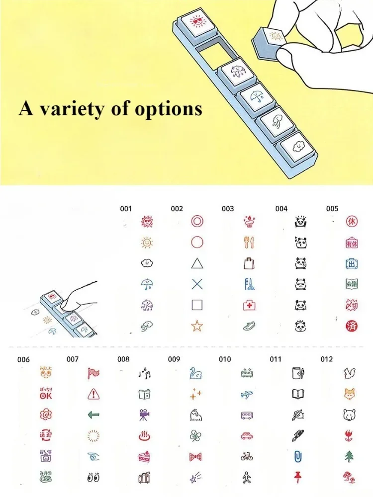 Six Detachable Style Buttons Stamp Weather/transportation Percolation Cute Seal DIY Scrapbook Ledger Log Book Decoration Tool