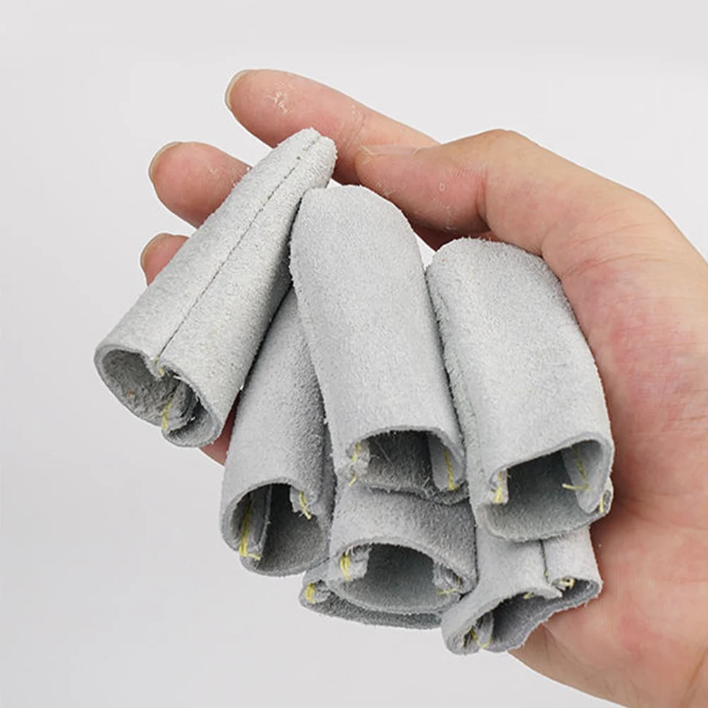 

5pcs Cowhide Thimble Finger Protector Sewing Diy Thumb Index Guard Fingertip Safety Cover Craft Tool Accessory