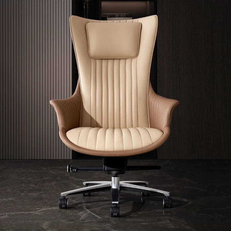 Luxury Leather Office Chair Nordic High Back Ergonomic Swivel Office Chair Computer Breathability Chaise De Bureaux Furniture