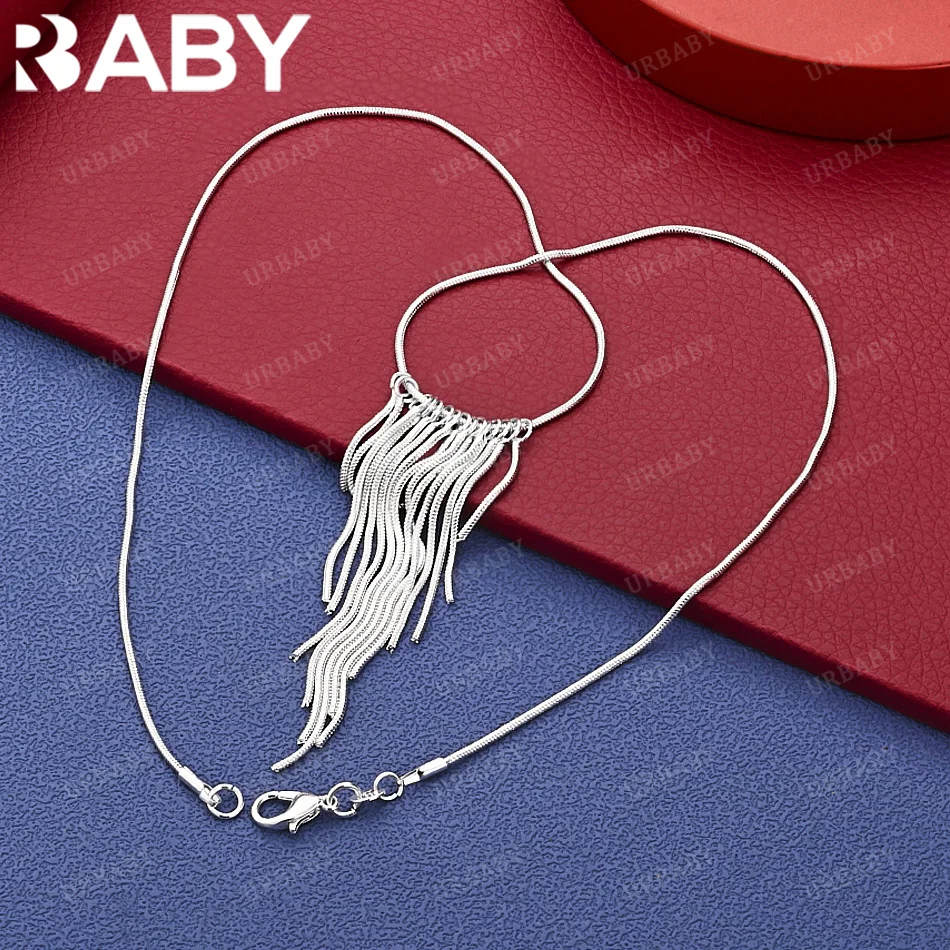 

URBABY 925 Sterling Silver 45cm Tassel Chain Necklace Creativity Gifts Street All-match Party And Daily Wear