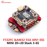 SKYSTARS F722FC &AM32 55A 4IN1 ESC MINI 20x20 Stack 3-6S Baro Built-in OSD Full Color LED Support DJI RC FPV Racing Drone
