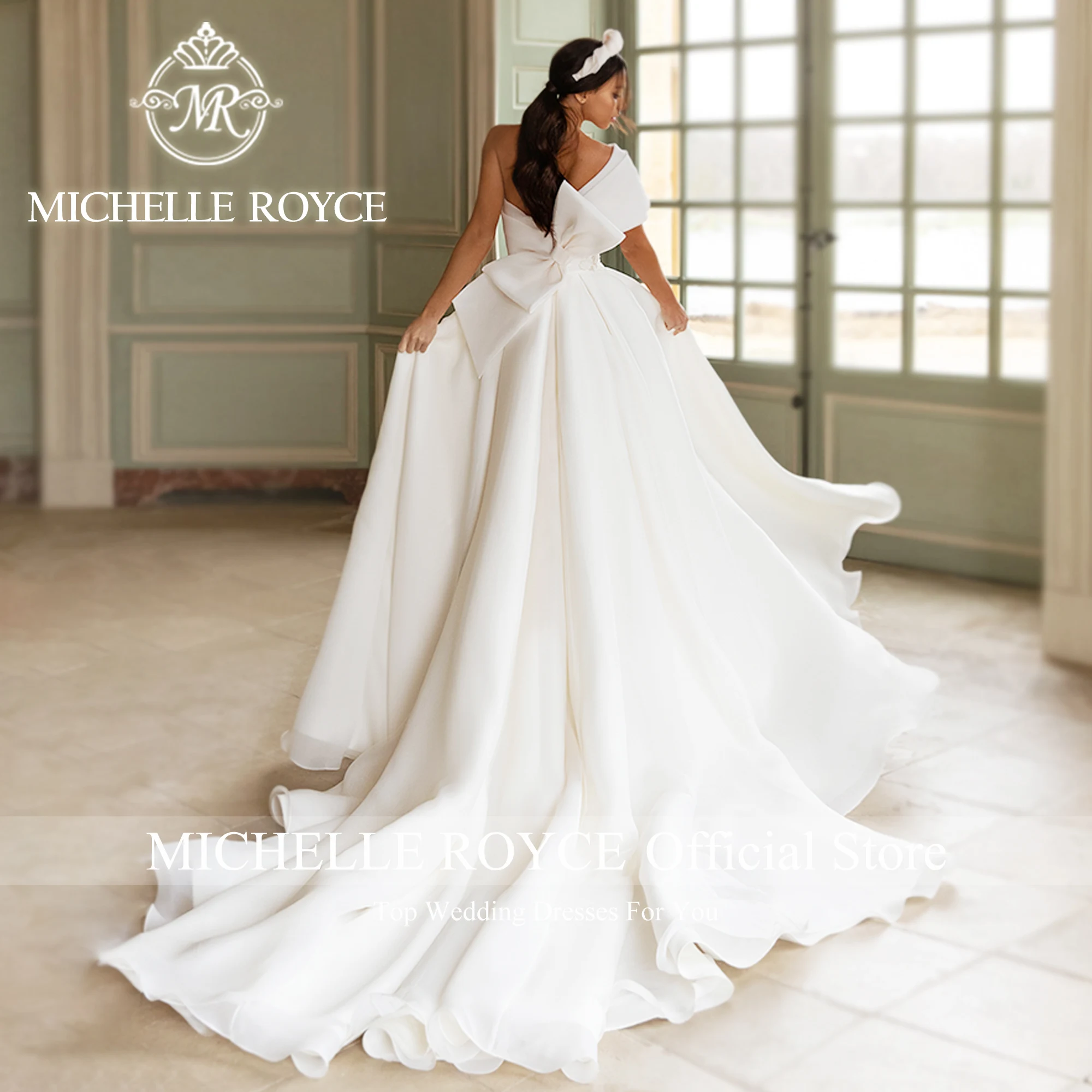 Michelle Royce Fashion Wedding Dresses For Women 2023 Elegant One Shoulder Thigh Split Chic Wedding Gown Vestidos De Novia