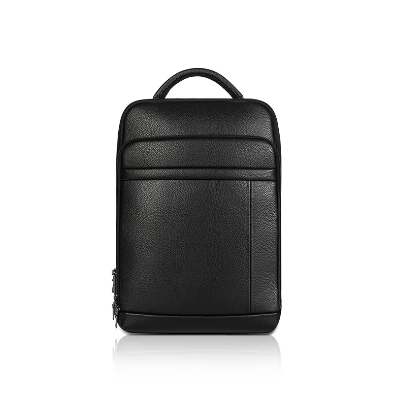 Fingerprint lock backpack, large-capacity leather travel commuter computer bag