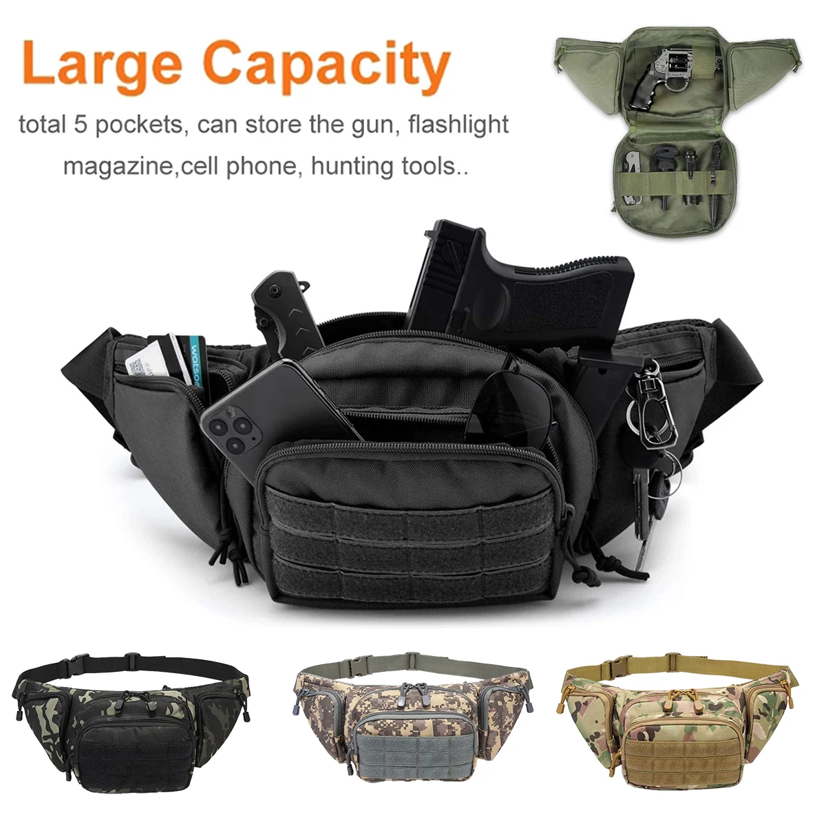 Tactical Men Waist Fanny Pack Belt Bag Motorcycle Rider Sports Climb Camping Hunting Sling Chest Bag Magazine Pouch