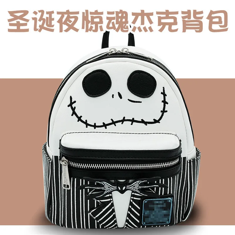 

Disney Backpack The Nightmare Before Christmas Jack Skellington Pu Leather Women Waterproof Daily Backbags Schoolbag Gift