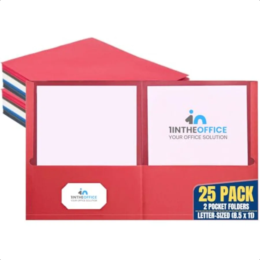 مجلد محفظة جيبين، مجلدين جيوبين شديد التحمل، ألوان متنوعة، حجم 25 صندوقًا