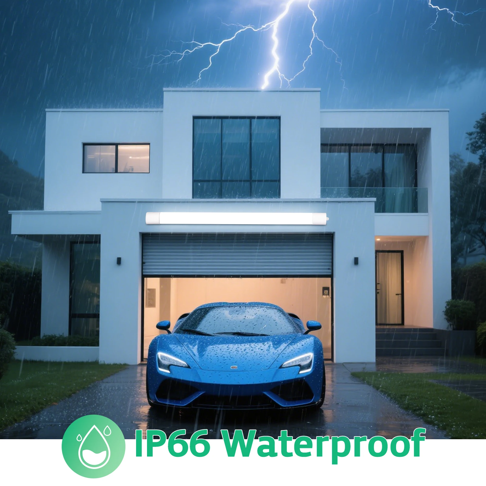 Paquete de 4/2 luces LED para habitación húmeda, 120cm, 36W, 3960LM, IP66, luz de techo enchufable impermeable para garaje, taller, baño, 4000K