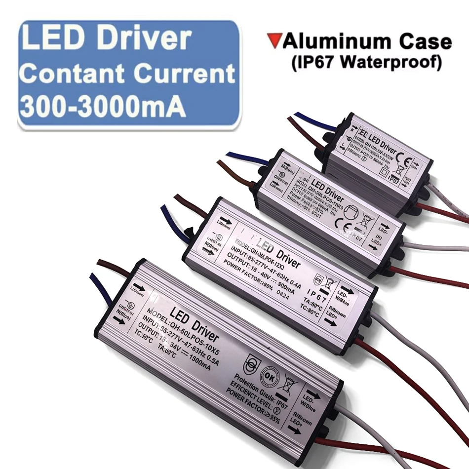 Constant Current Led Light Waterproof Ip67 Driver 10W 20W 30W 50W 100W 600mA 900mA 1500mA 3000mA Power Supply