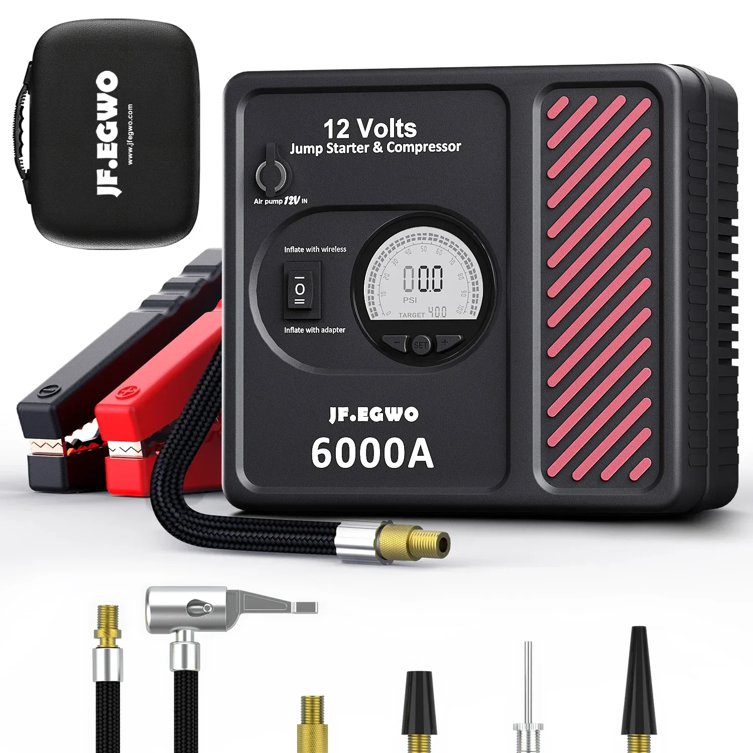 JF.EGWO factory direct power bank jump starter car 12V mini battery jump starter set 6000A as car repair tool