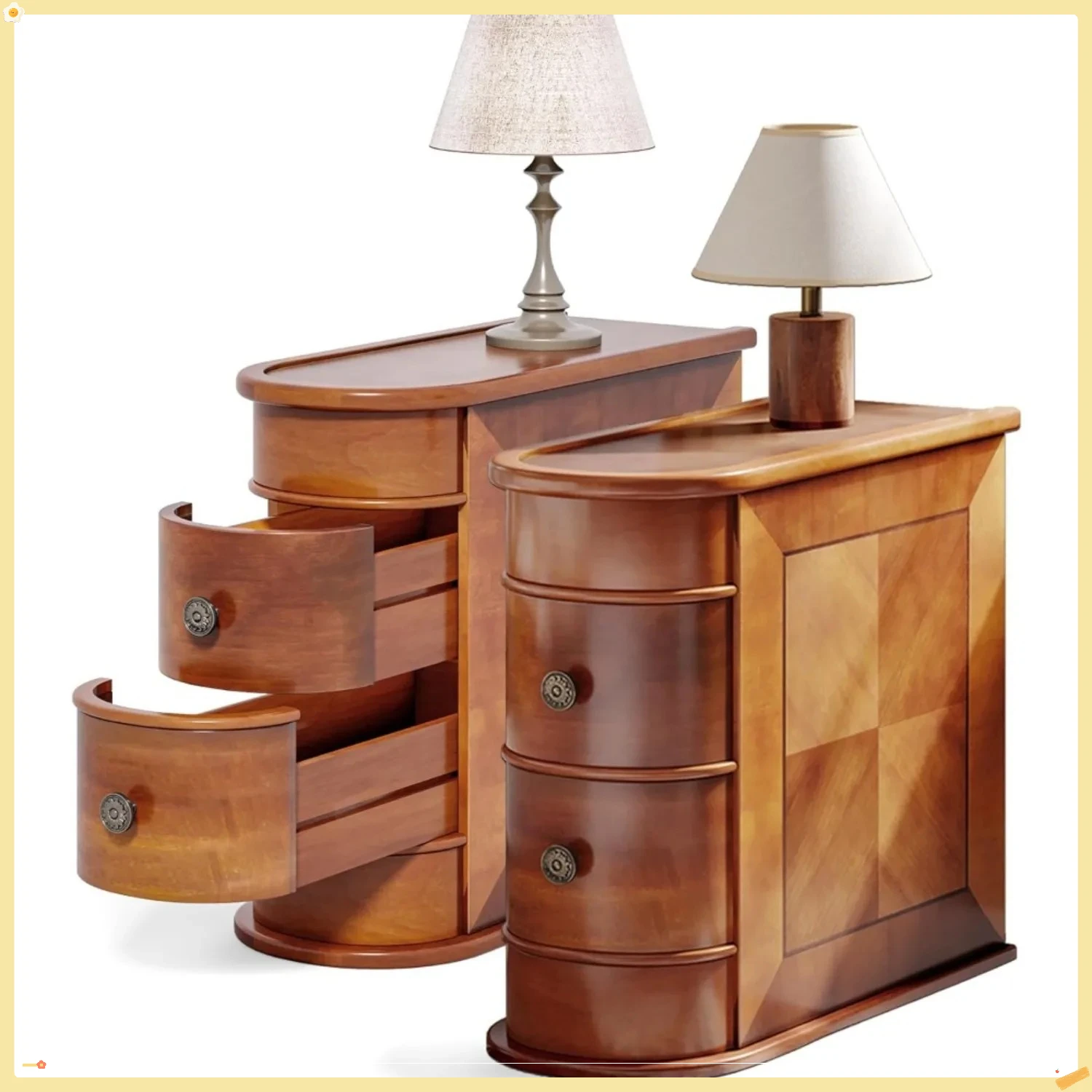 Набор торцевых столиков из 2 шт., сборка не требуется. Деревянный торцевой столик с 2 ящиками, приставной столик для дивана для гостиной.