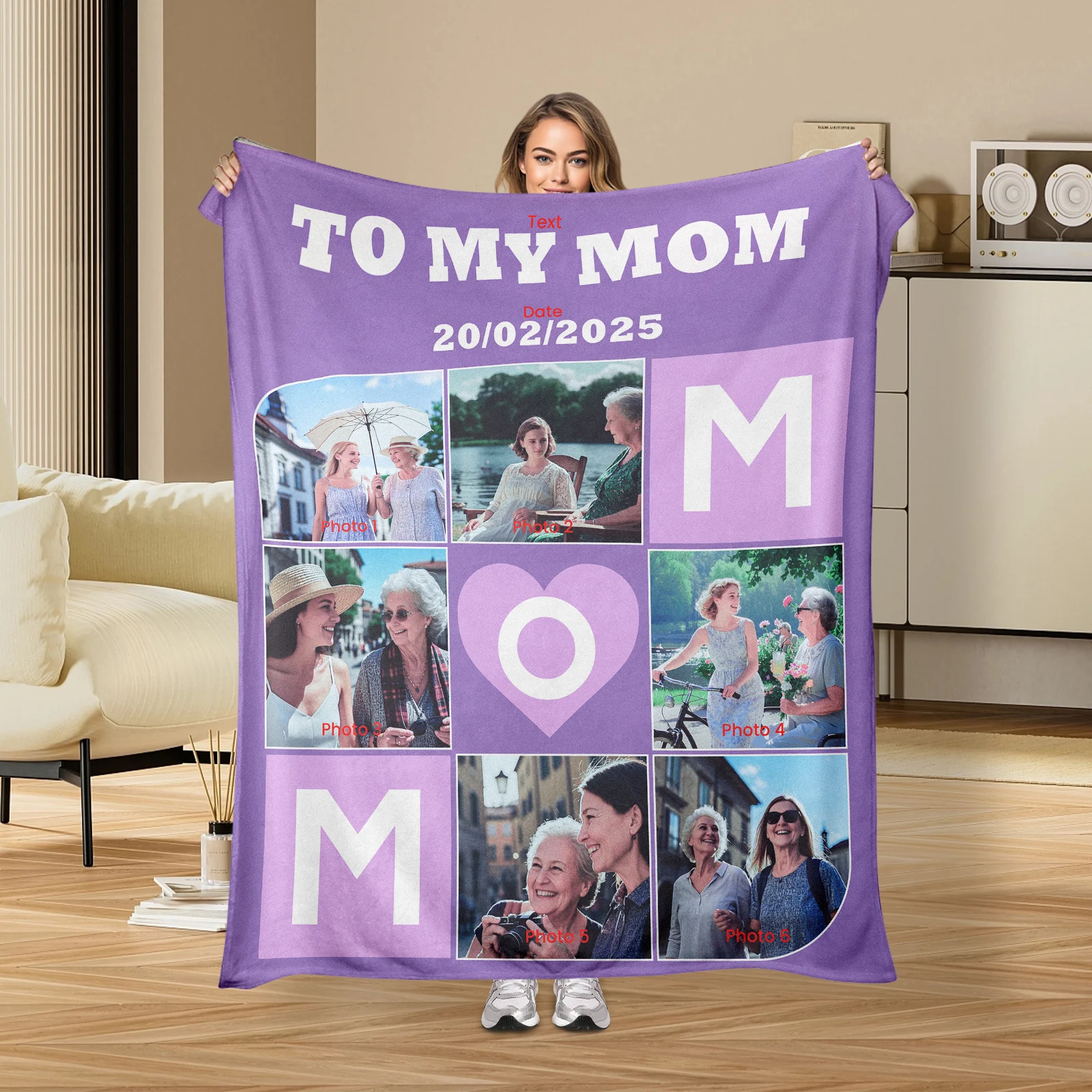 

Customizable With 6 Photos And 2 Text Gratitude Blanket For Mother Add Inspirational Photos And Words Of Encouragement