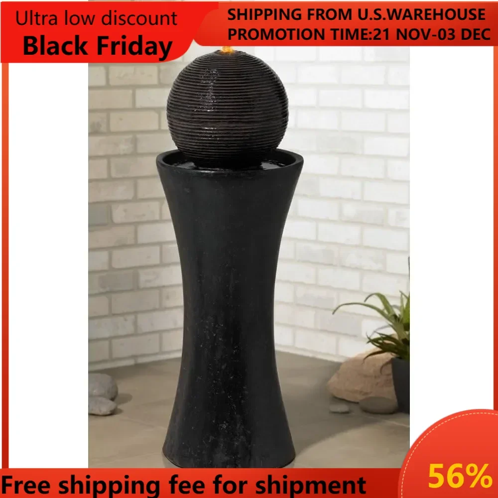 Dark Sphere Modern Zen Outdoor Floor Water Fountain 30