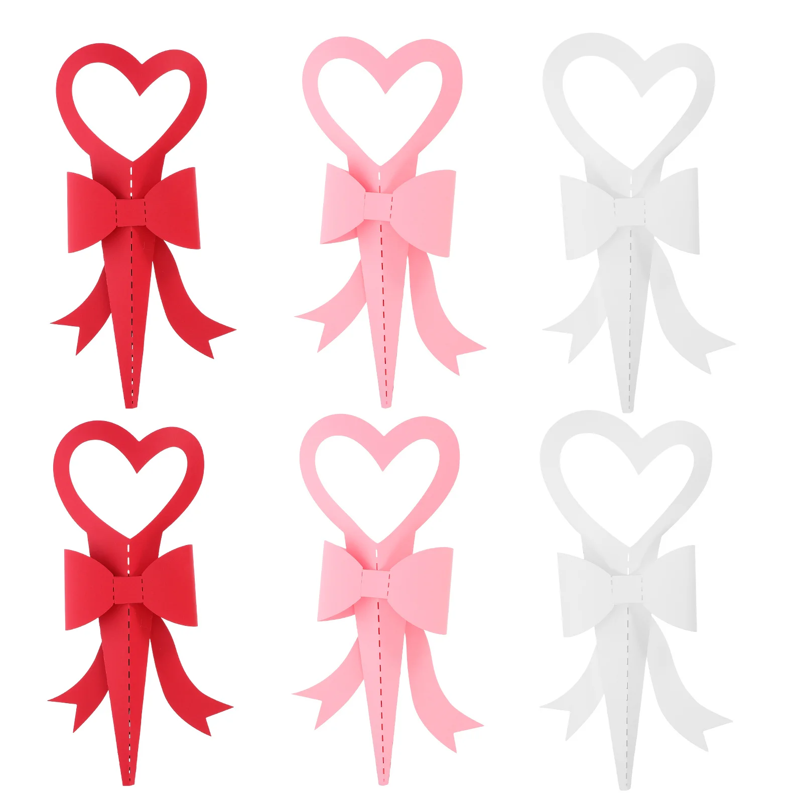 

6Pcs Floral Bouquet Paper Wrap Romantic Heart Design Flower Arrangement Sleeves for Valentine Mother's Day Wedding Single Flower