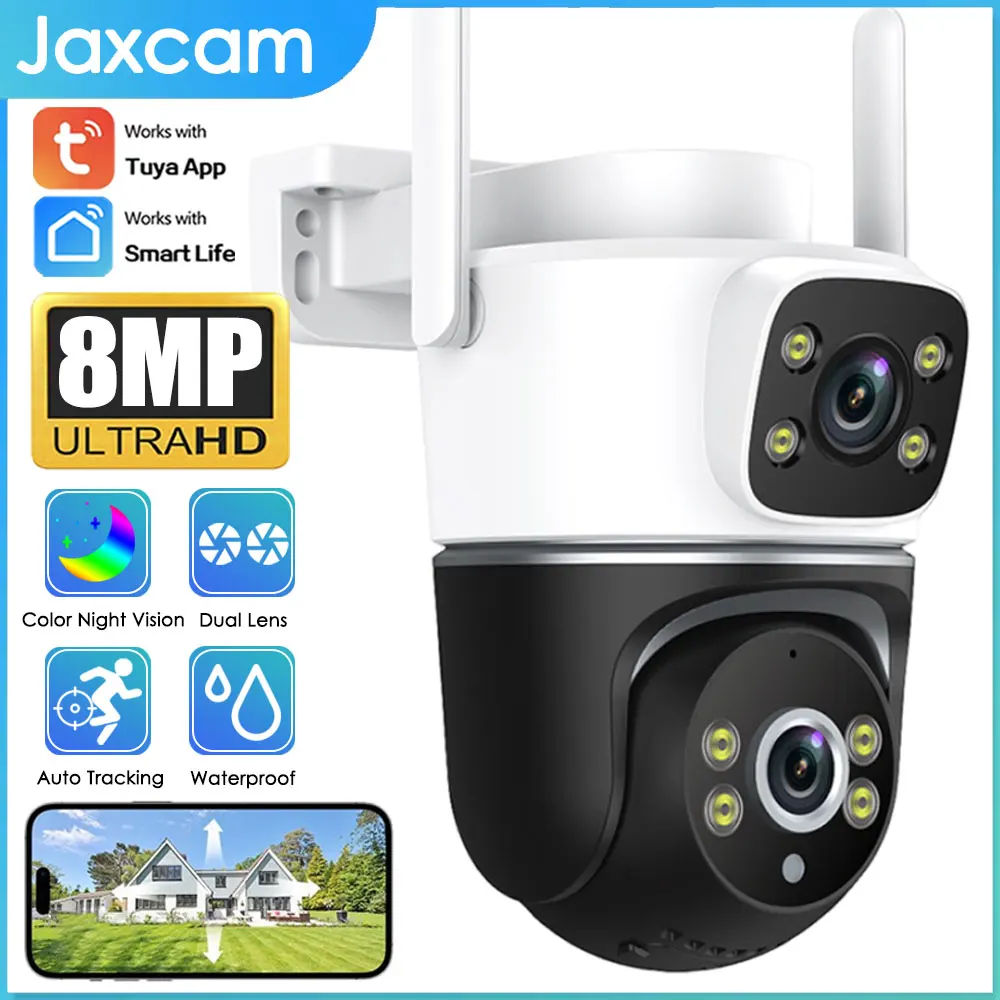 

Dual Lens Dual Screen 4K 8MP WiFi Surveillance PTZ Home Camera Security-Protection CCTV Mini Video Security Camera Outdoor Tuya