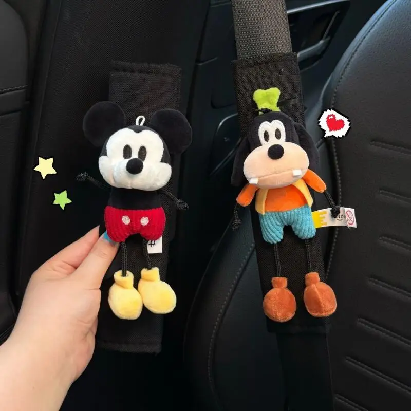 New Disney Car Seat Belt Shoulder Cover Mickey Goofy Cute Wear-Resistant Anti-Slip Shoulder Cover Cartoon Decorative Accessories