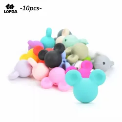 Wholesale 10pcs/Lot Mouse Baby Teething Beads Cartoon Silicone Beads For Necklaces BPA Free Teether Toy Accessories Nursing DIY