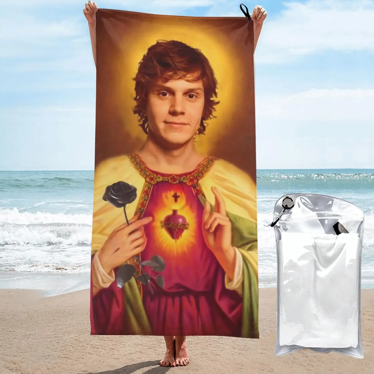 Beach Towel Poncho Bathing Towels Cover-ups Quick Dry Sand Free Yoga Spa Gym Pool Evan Peters