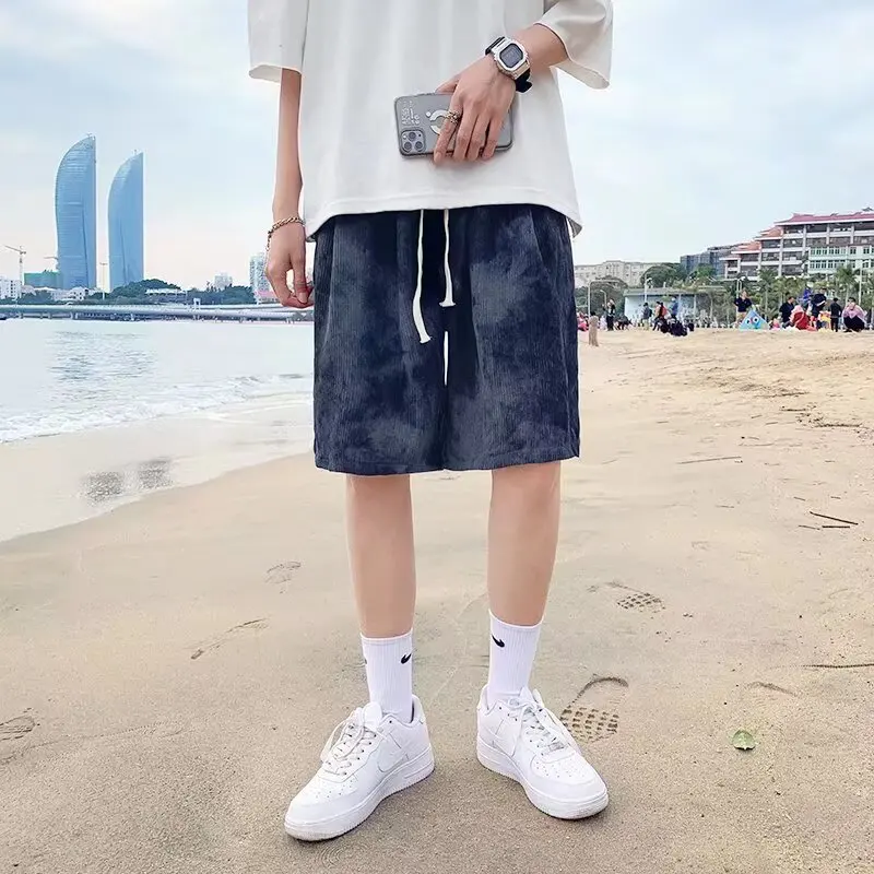 

Summer Men's Loose Fit Dyeing ort Pants Casual Breathable Youthful Sle Five-Quarter Length Patchwork Spor orts