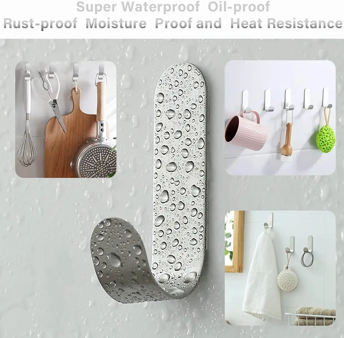 2/1Pcs Wall Adhesive Hooks J-type Stainless Steel Hooks Waterproof Sticky Hooks For Hanging Bathroom Towels Keys Coat Bag