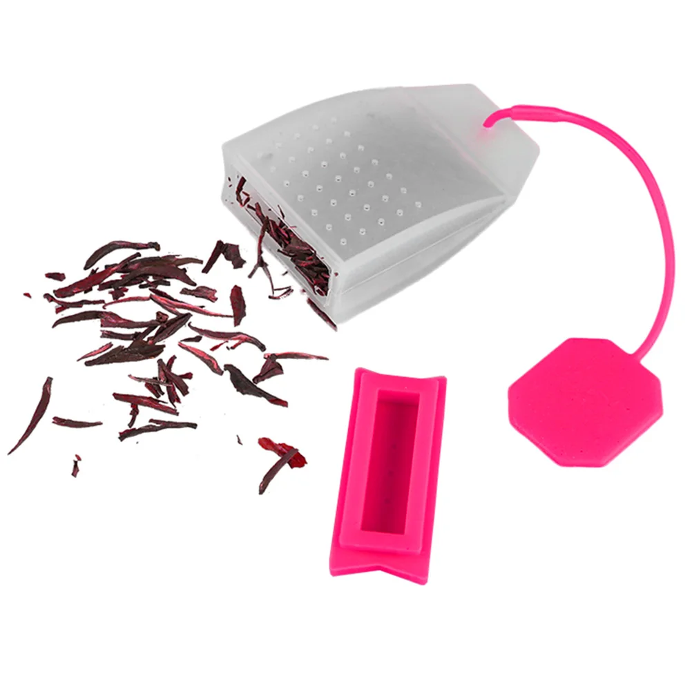 

Portable Tea Infuser Silicone Bag Strainer Loose Leaves Filter Red Novelty Food Grade Safe Long Handle Easy Clean Teapot Teacup
