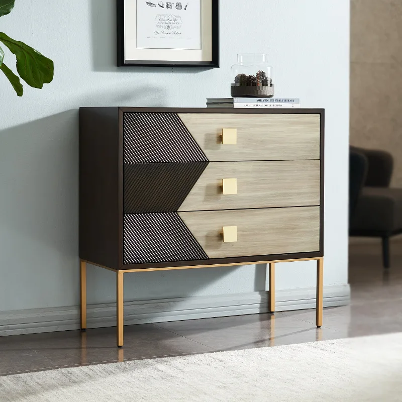 Light luxury door cabinet Modern simple three-bucket cabinet Iron chest cabinet