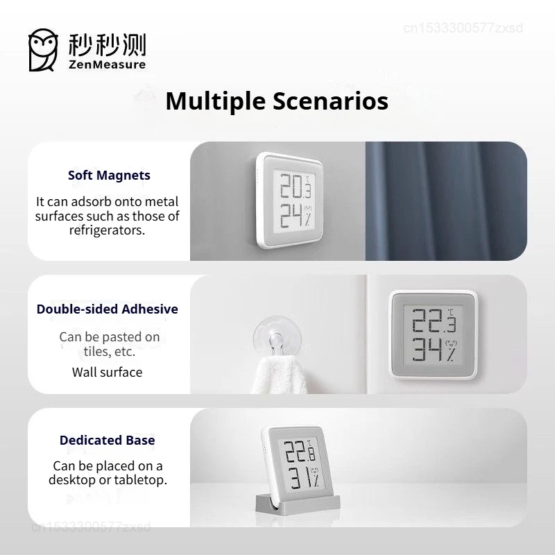 Miaomiaoce E-Link INK شاشة ذكية محطة الطقس الرقمية عالية الدقة ميزان الحرارة الرطوبة درجة الحرارة مقياس الرطوبة #4