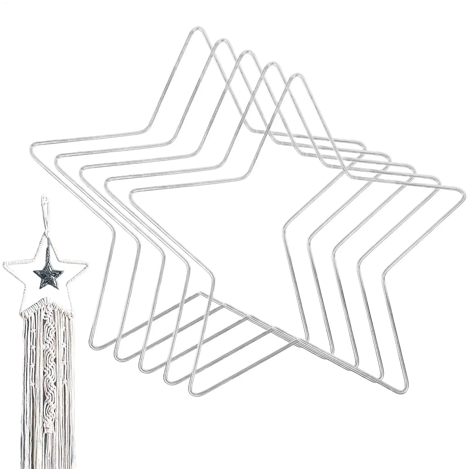 Wire Wreath Frames 5-pieces Star-Shaped Metal Frame 20cm Christmas Wreath Forms for Home Office Living Room Bedroom Window Door