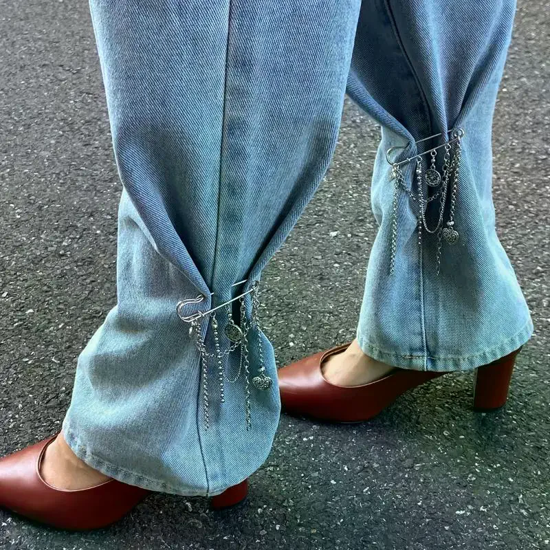 1 قطع اليدوية لطيف دبوس الأمان سلسلة شارة بروش دبوس سحر مطرز الجمالية شرابة سلسلة القلب قلادة