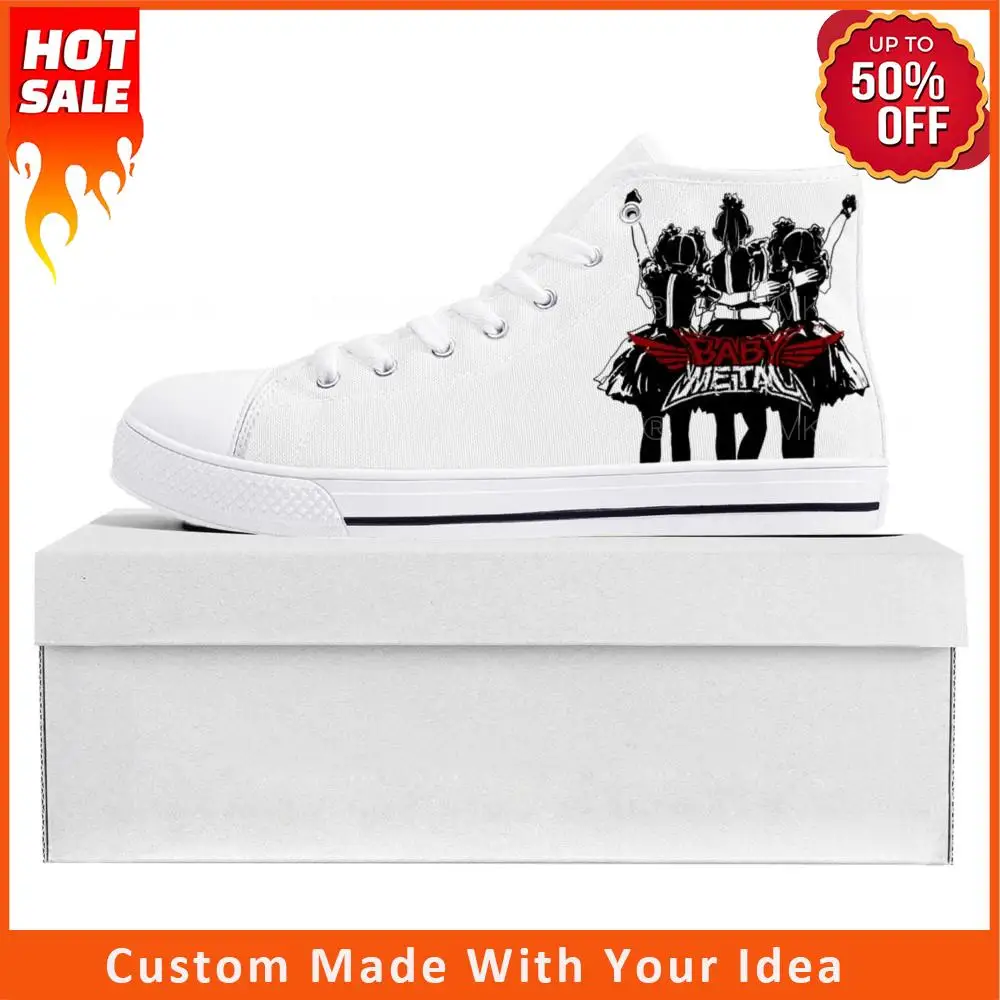 Babymetal Rock Band Pop Moda Alta Top Alta Qualidade Sneakers Mens Womens Adolescente Canvas Sneaker Casal Sapato Personalizado Sapato Branco